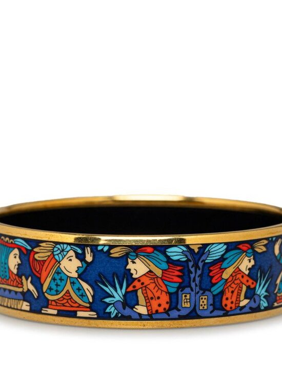 Hermes Enamel GM Cloisonne Indian Gold Blue Multicolor Plated Belt main image 5